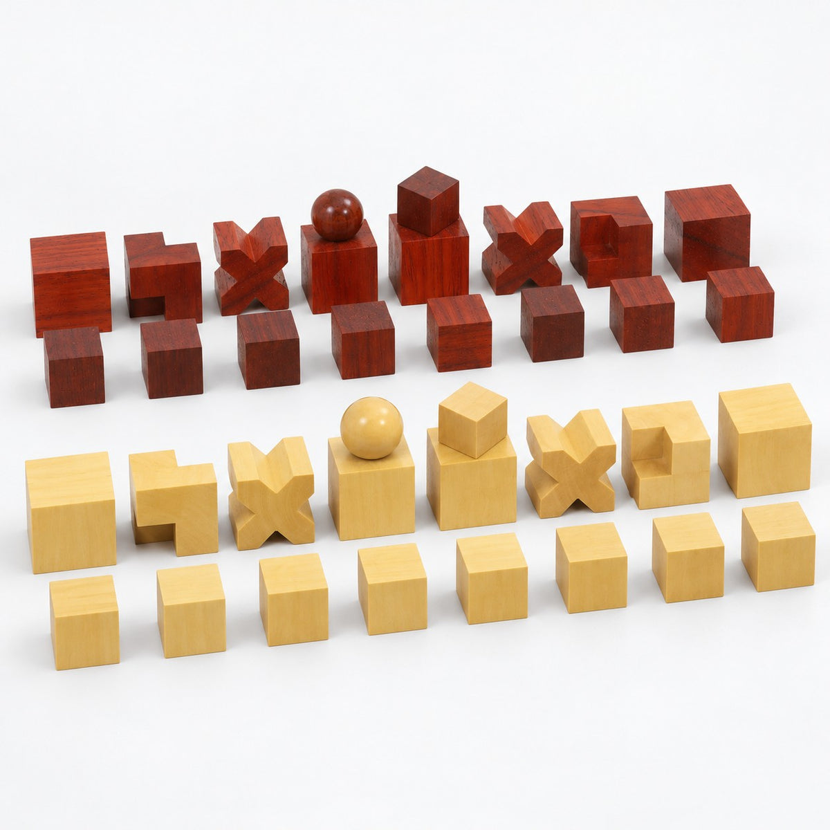 1923 Bauhaus Chess Set Reproduction - Chess Pieces Only in Bud Rosewood & Boxwood, 2-Inch King - complete set