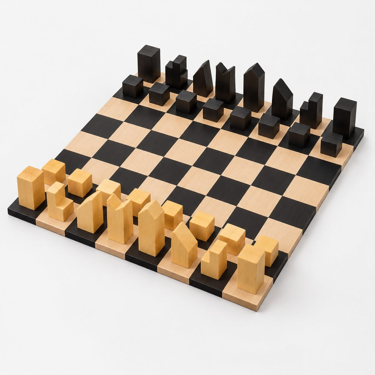 1966 Lanier Graham Chess Set with Ebonized Boxwood Pieces and Ebony Wood Board - 2.7-Inch King - complete set