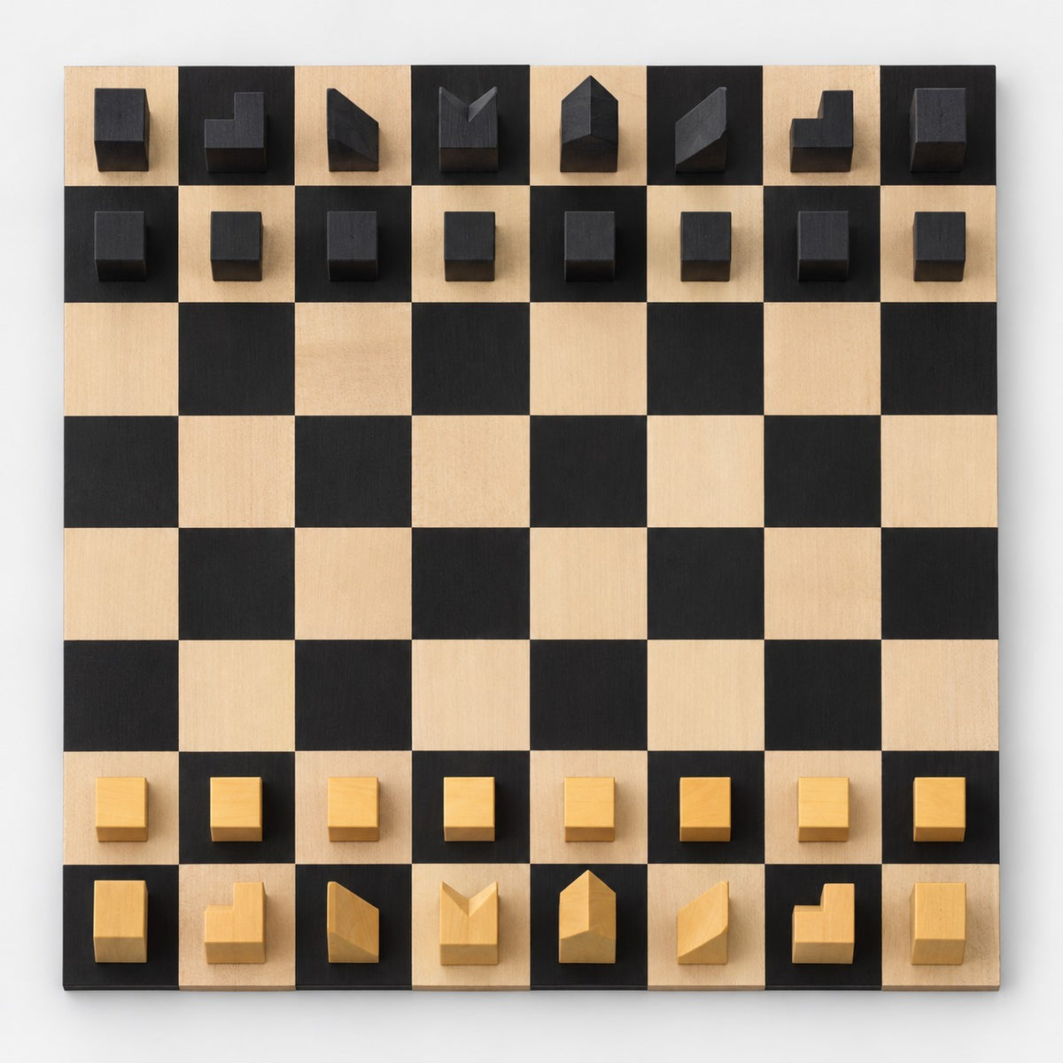 1966 Lanier Graham Chess Set with Ebonized Boxwood Pieces and Ebony Wood Board - 2.7-Inch King - chessboard top view
