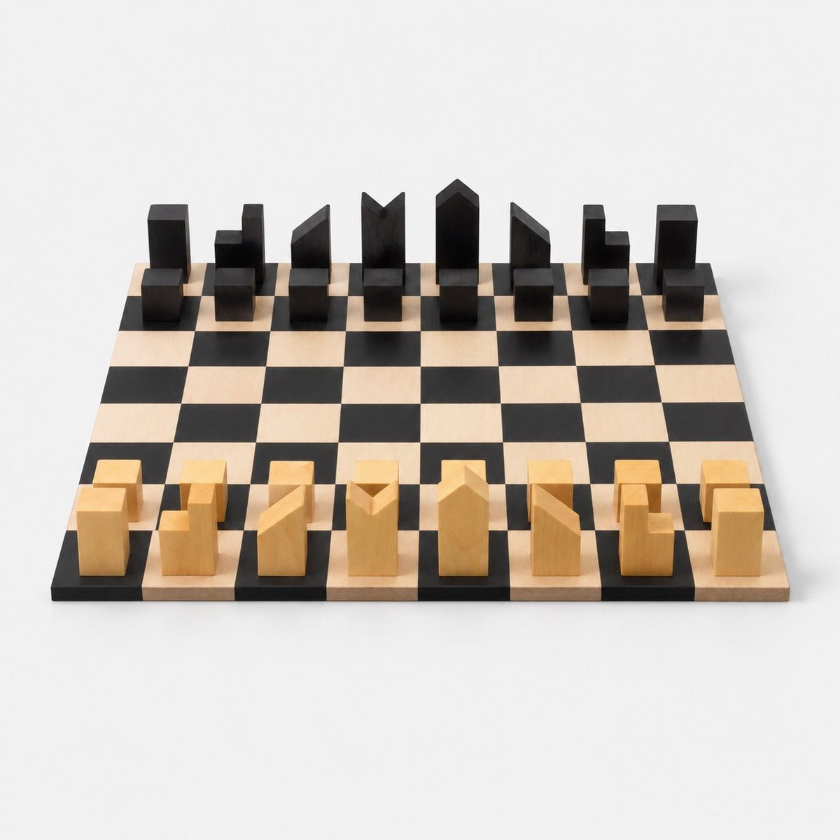 1966 Lanier Graham Chess Set with Ebonized Boxwood Pieces and Ebony Wood Board - 2.7-Inch King - low angle view