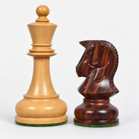 1970s Dubrovnik Chess Pieces Only - Rosewood & Boxwood, 3.8" King - king and knight close-up