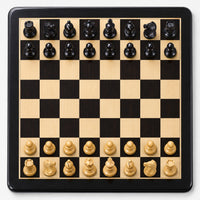 1972 Fischer-Spassky Championship Chess Set Combo with Ebonized Boxwood Pieces, Ebony Chessboard & Storage Box - chessboard top view