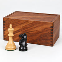 1972 Fischer-Spassky Championship Chess Set Combo with Ebonized Boxwood Pieces, Ebony Chessboard & Storage Box - storage box
