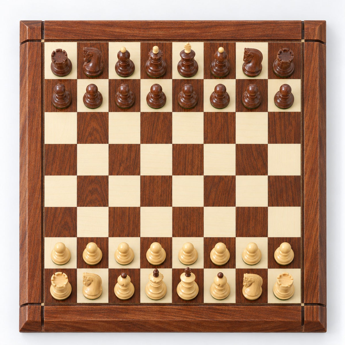 2.6-Inch Russian Zagreb Chess Set Combo - Golden Rosewood Pieces with Board and Storage Box - chessboard top view