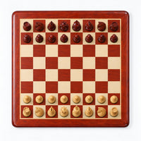 2016 Sinquefield Staunton Chess Set Reproduction Combo - Bud Rosewood Pieces with Chessboard & Storage Box - chessboard top view
