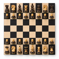 3.75-Inch Artisan-Carved Burnt Zagreb Chess Set with Borderless Board & Leatherette Coffer Storage Box - chessboard top view