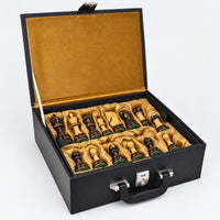 3.75-Inch Artisan-Carved Burnt Zagreb Chess Set with Borderless Board & Leatherette Coffer Storage Box - storage box