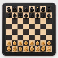 3.8" 1950s Fischer Dubrovnik Chess Set - Ebony & Boxwood Pieces with Matching Board and Storage Box | 3-Piece Combo - chessboard top view