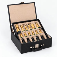 3.8" 1950s Fischer Dubrovnik Chess Set - Ebony & Boxwood Pieces with Matching Board and Storage Box | 3-Piece Combo - storage box