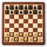 3.8-Inch Championship Chess Set - Ebonized Boxwood Pieces with Folding Board & Storage Box - chessboard top view