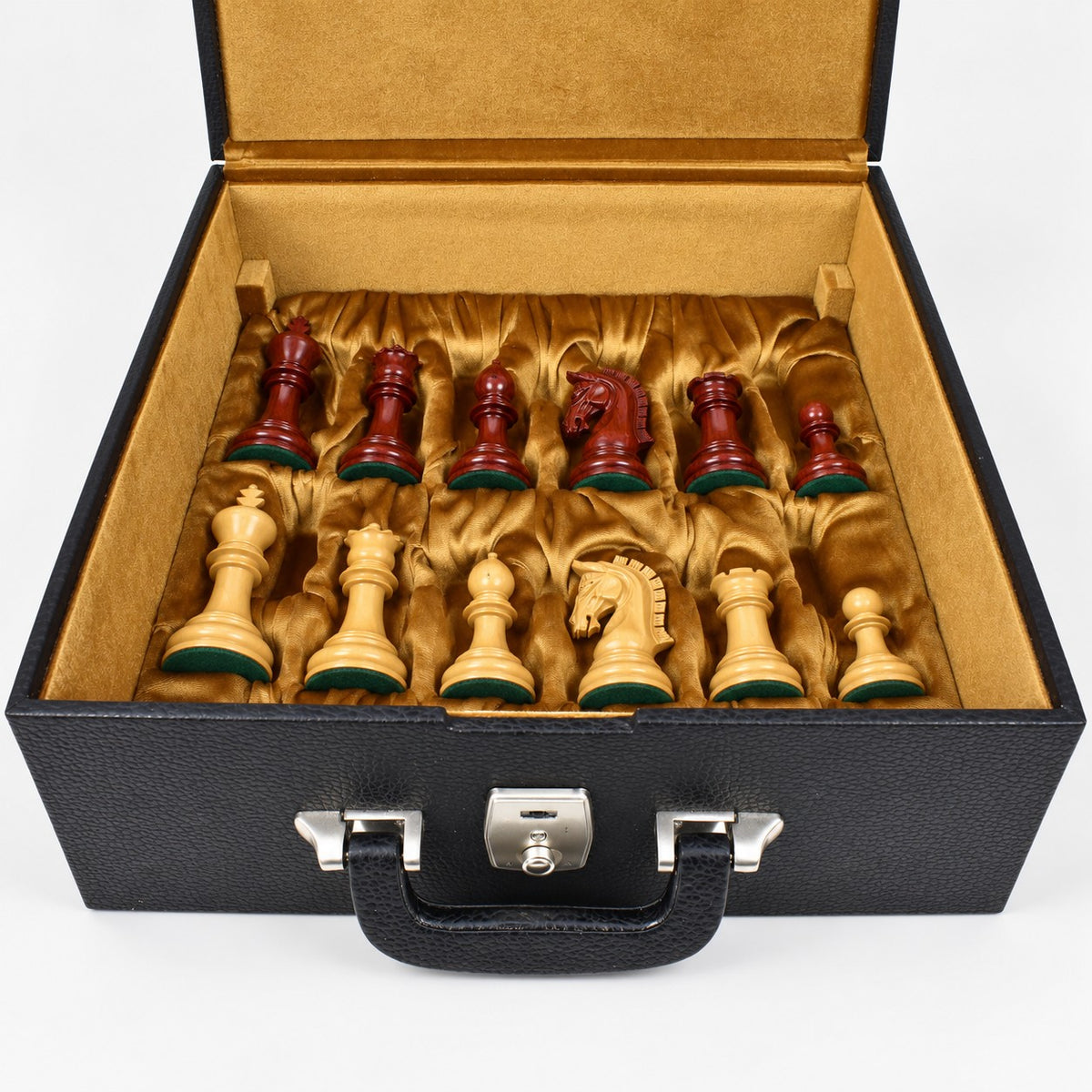 3.8-Inch Imperial Staunton Chess Set - Bud Rosewood Pieces with 21-Inch Chessboard and Storage Box - storage box