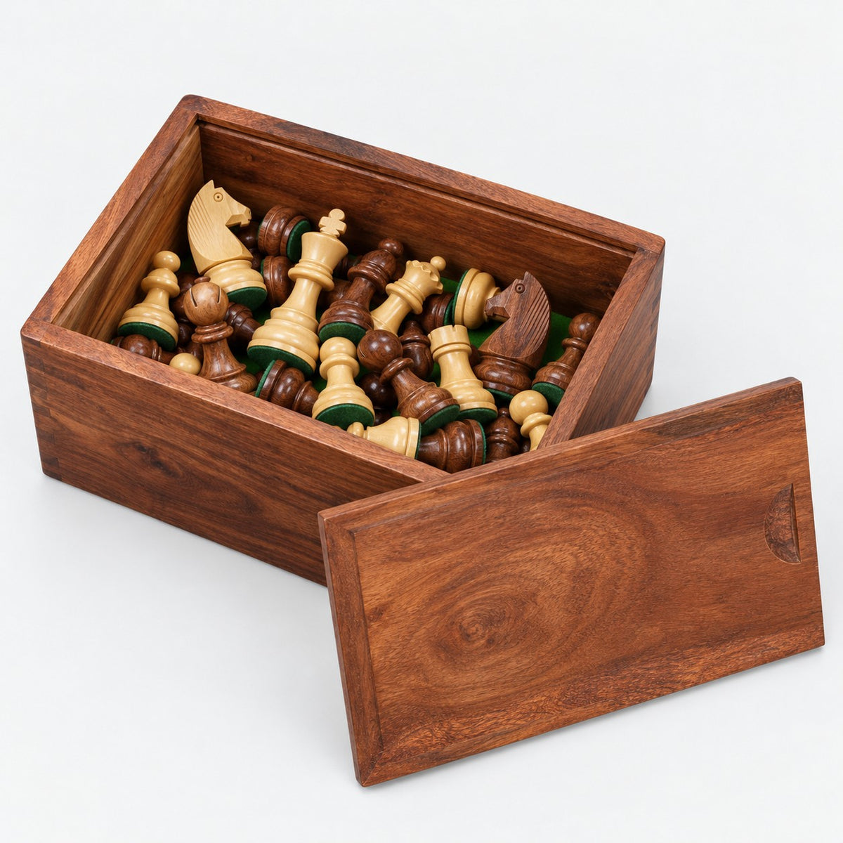 3.8-Inch Tournament Chess Set Combo - Golden Rosewood Pieces with Chess Board and Storage Box - storage box