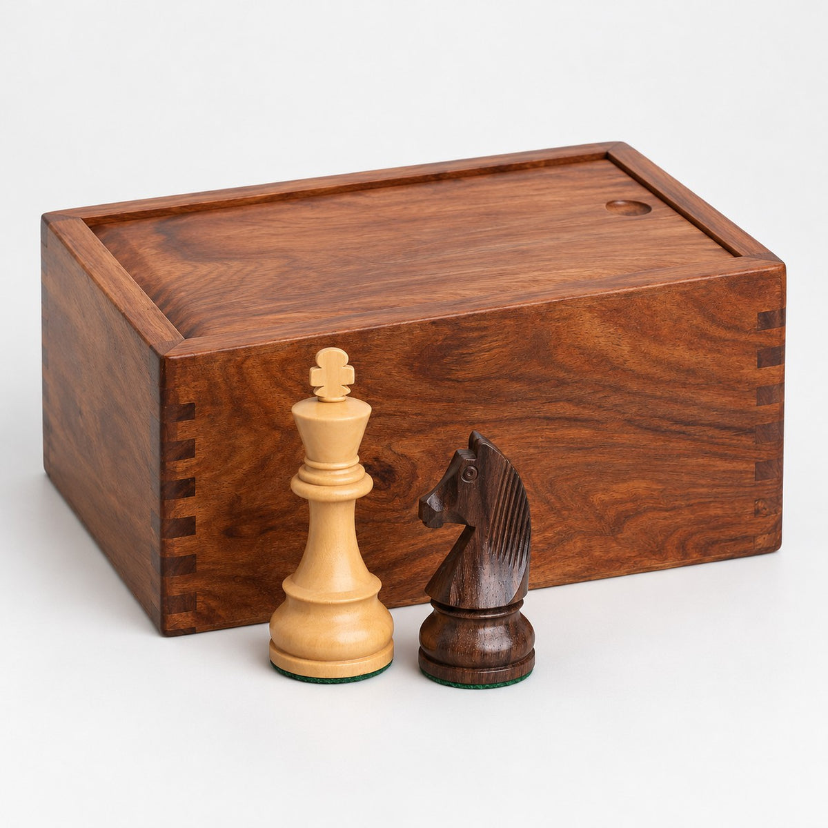 3.8-Inch Tournament Chess Set Combo - Rosewood Pieces with 19-Inch Board & Storage Box - storage box