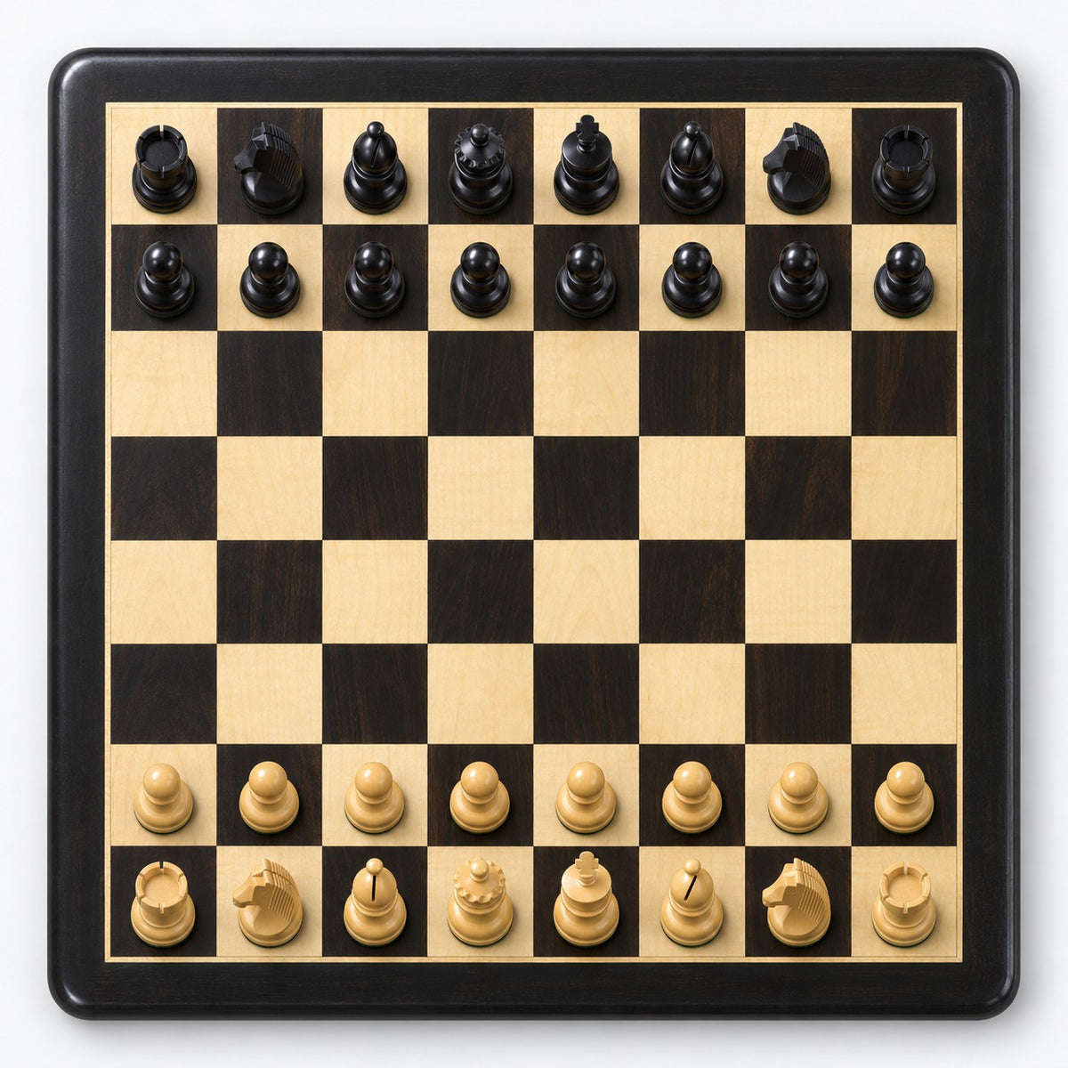 3.8-Inch Tournament Chess Set with Ebonized Boxwood Pieces, Chessboard & Storage Box - chessboard top view