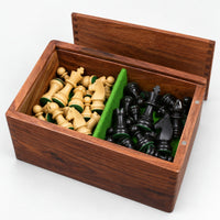 3.8-Inch Tournament Chess Set with Ebonized Boxwood Pieces, Chessboard & Storage Box - storage box