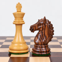 3.9-Inch Exclusive Alban Staunton Chess Set - Rosewood Pieces with Board & Storage Box - king and knight close-up