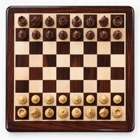 3.9-Inch Exclusive Alban Staunton Chess Set - Rosewood Pieces with Board & Storage Box - chessboard top view