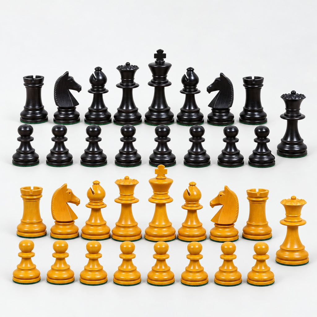 3.9" French Chavet Tournament Chess Set - Classic Antiqued Boxwood Chess Pieces Only - complete set