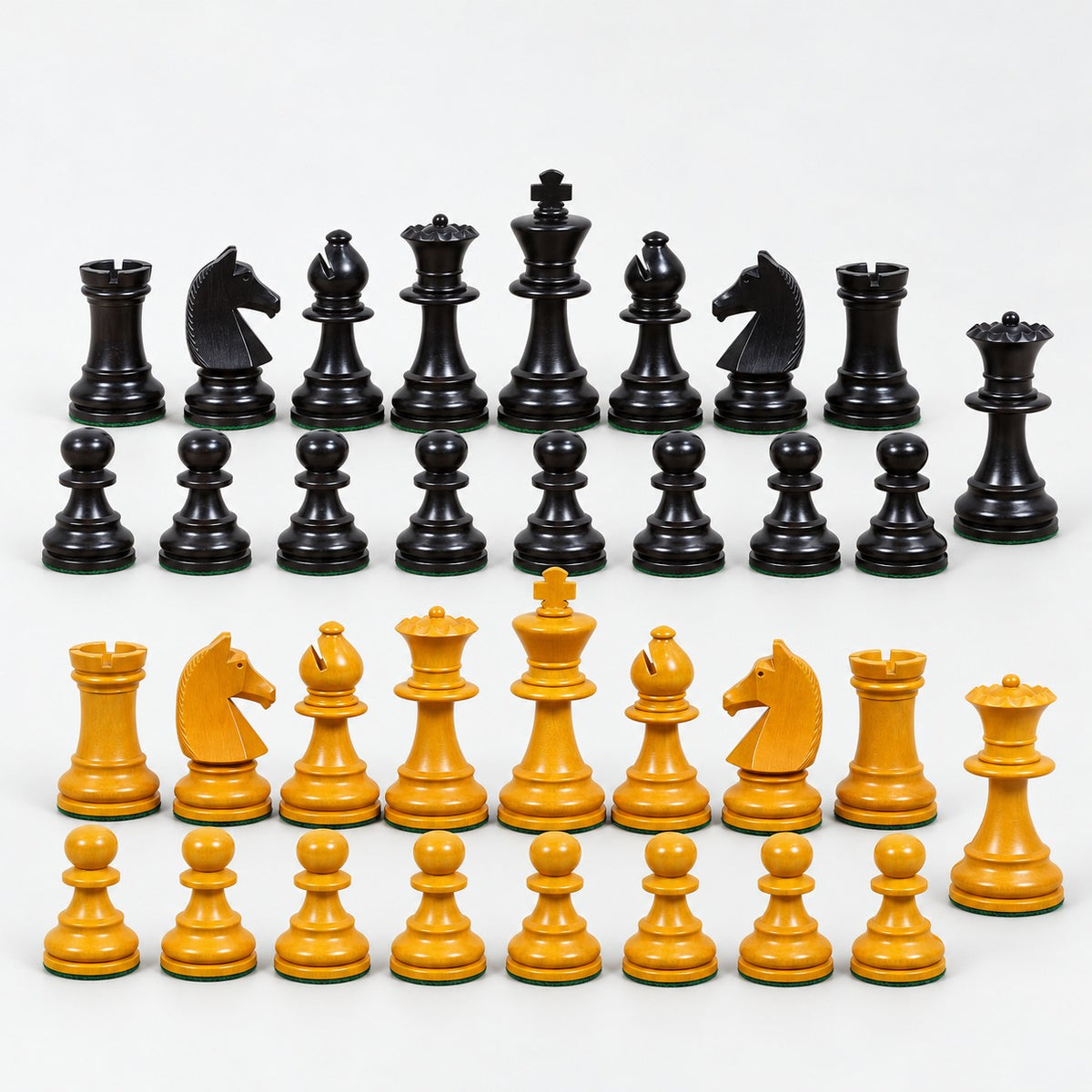 3.9" French Chavet Tournament Chess Set - Classic Antiqued Boxwood Chess Pieces Only - complete set