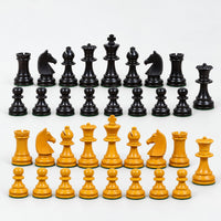 3.9" French Chavet Tournament Chess Set - Classic Antiqued Boxwood Chess Pieces Only - complete set