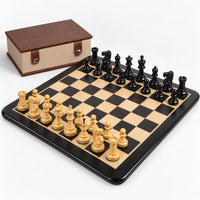3.9-Inch Lessing Staunton Chess Set Combo - Ebony Wood Pieces with Chessboard & Storage Box - complete set