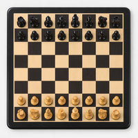3.9-Inch Lessing Staunton Chess Set Combo - Ebony Wood Pieces with Chessboard & Storage Box - chessboard top view