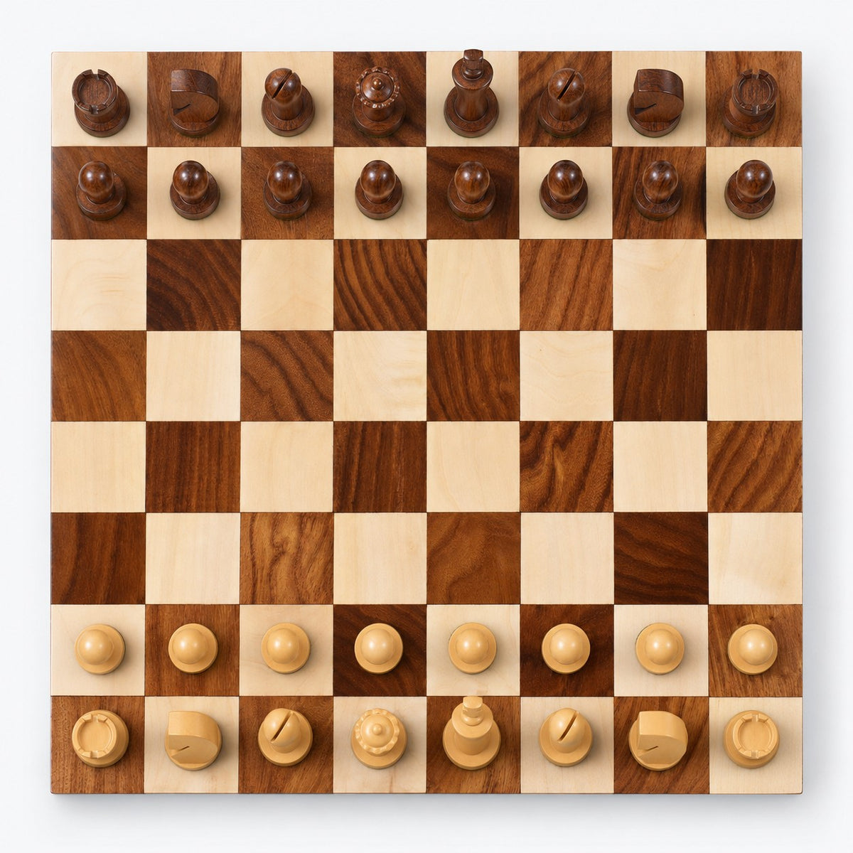 3.9-Inch Minimalist Berliner Combo Chess Set with Pieces, Board & Storage Box - Golden Rosewood - chessboard top view