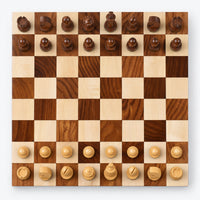 3.9-Inch Minimalist Berliner Combo Chess Set with Pieces, Board & Storage Box - Golden Rosewood - chessboard top view