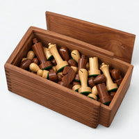 3.9-Inch Minimalist Berliner Combo Chess Set with Pieces, Board & Storage Box - Golden Rosewood - storage box