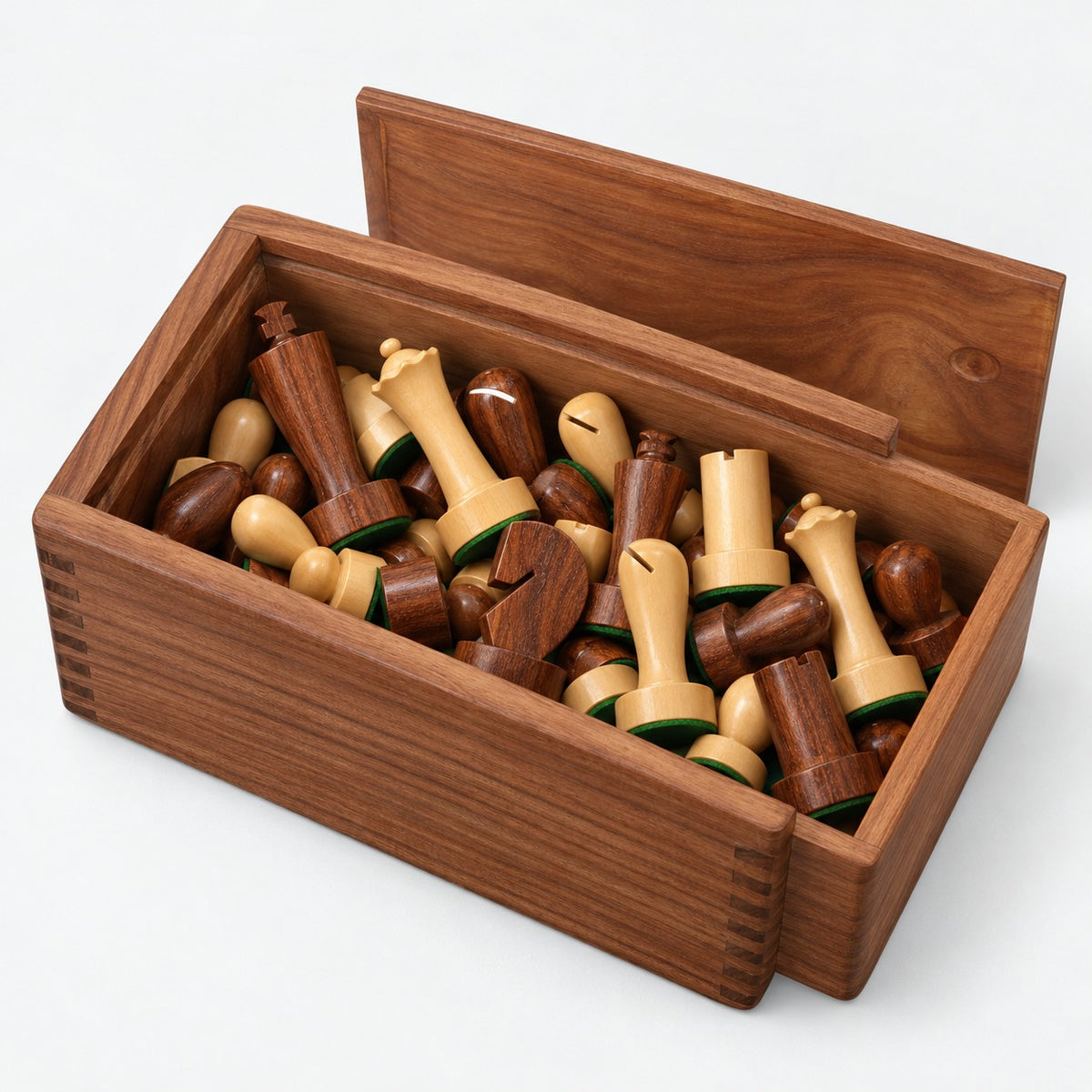 3.9-Inch Minimalist Berliner Combo Chess Set with Pieces, Board & Storage Box - Golden Rosewood - storage box