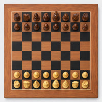 4.1" Pro Staunton Weighted Golden Rosewood Chess Set with 22.5" Ebony & Acacia Chessboard and Storage Box Combo - chessboard top view