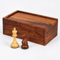 4.1" Pro Staunton Weighted Golden Rosewood Chess Set with 22.5" Ebony & Acacia Chessboard and Storage Box Combo - storage box