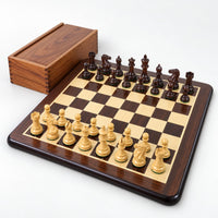 4.1" Pro Staunton Weighted Rosewood Chess Pieces Set with 21" Chess Board and Wooden Storage Box Combo - complete set