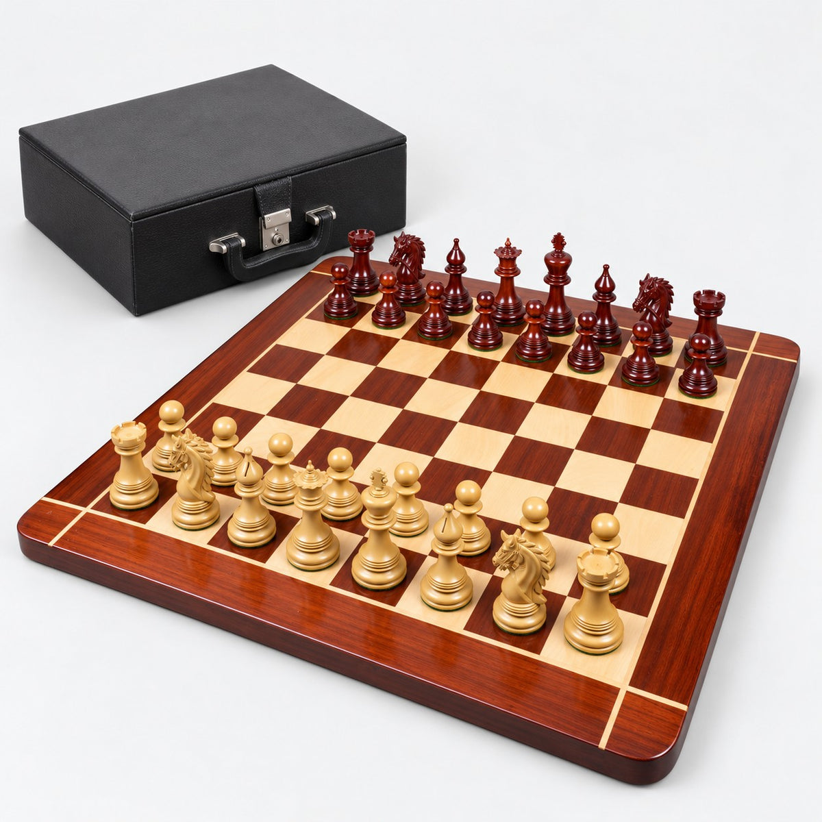 4.3-Inch Napoleon Luxury Staunton Bud Rosewood Chess Set with 23-Inch Board & Storage Box - complete set