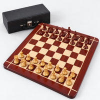 4.6-Inch Prestige Luxury Staunton Chess Set Combo with Bud Rosewood Pieces, Chessboard & Storage Box - complete set