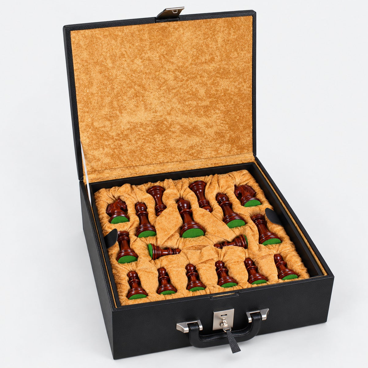 4.6-Inch Prestige Luxury Staunton Chess Set Combo with Bud Rosewood Pieces, Chessboard & Storage Box - storage box