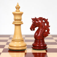 4.6-Inch Spartacus Luxury Staunton Chess Set Combo with Bud Rosewood Pieces, Chess Board, and Storage Box - king and knight close-up
