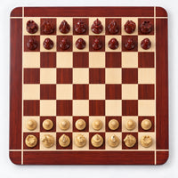 4.6-Inch Spartacus Luxury Staunton Chess Set Combo with Bud Rosewood Pieces, Chess Board, and Storage Box - chessboard top view