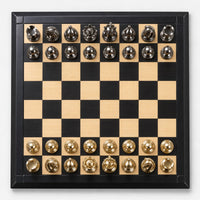 6-Inch Giant Victorian Series Brass Metal Luxury Chess Set with Metal Pieces and 25-Inch Ebony Wood Chessboard - chessboard top view