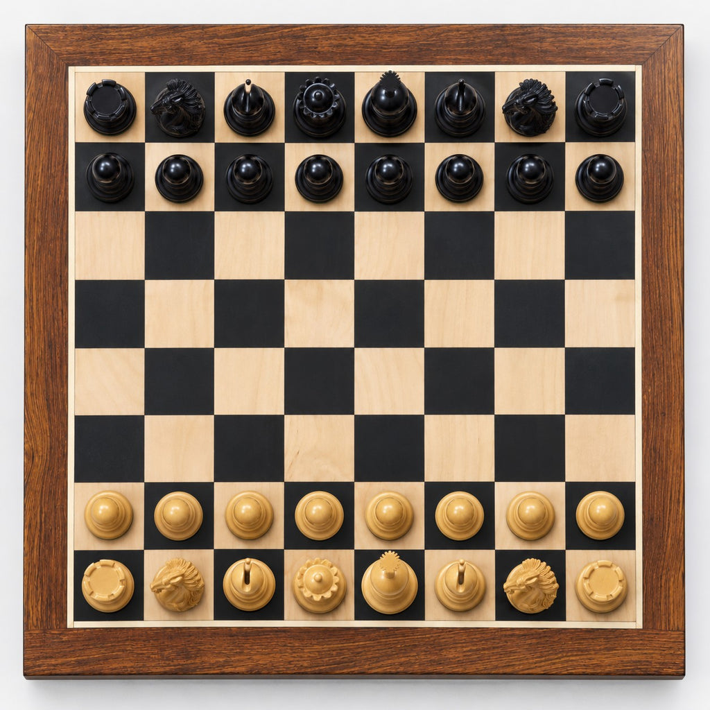 Alexandria Luxury Staunton Chess Set with Ebony Wood Pieces, 23-Inch Chessboard & Storage Box - chessboard top view