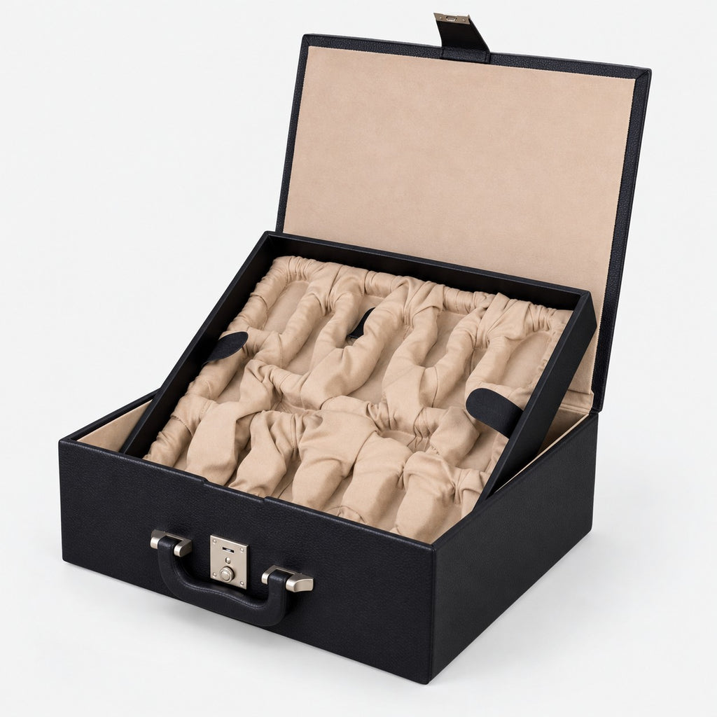 Alexandria Luxury Staunton Chess Set with Ebony Wood Pieces, 23-Inch Chessboard & Storage Box - storage box