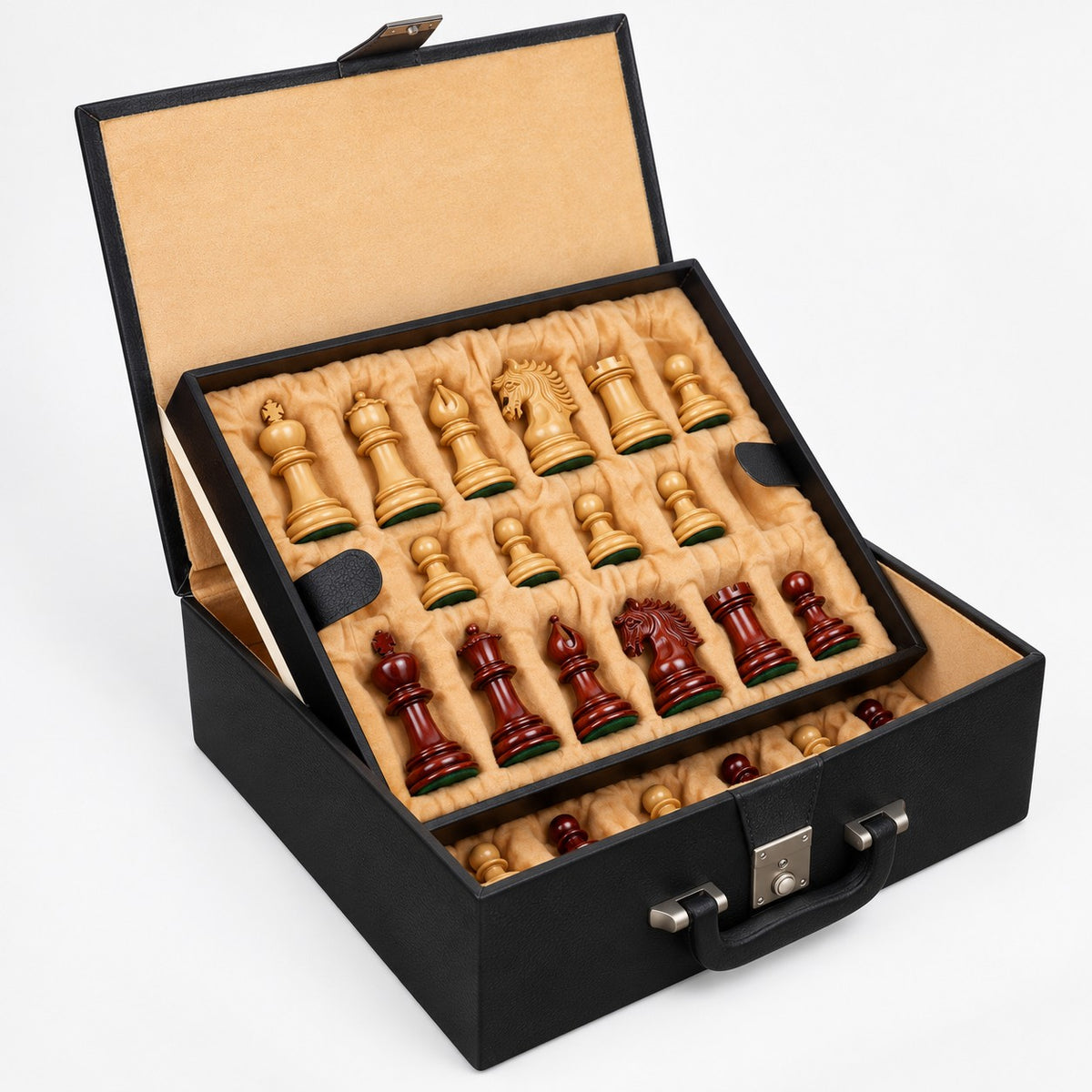 Arthur Luxury Staunton Chess Set - Bud Rosewood Pieces with 23-Inch Wooden Board & Storage Box - storage box