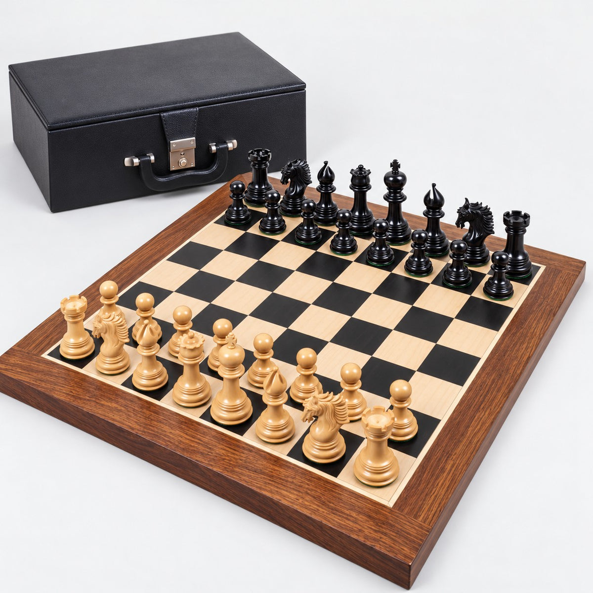 Arthur Luxury Staunton Chess Set - Ebony Wood Pieces with 23-Inch Ebony & Maple Chessboard and Storage Box - complete set