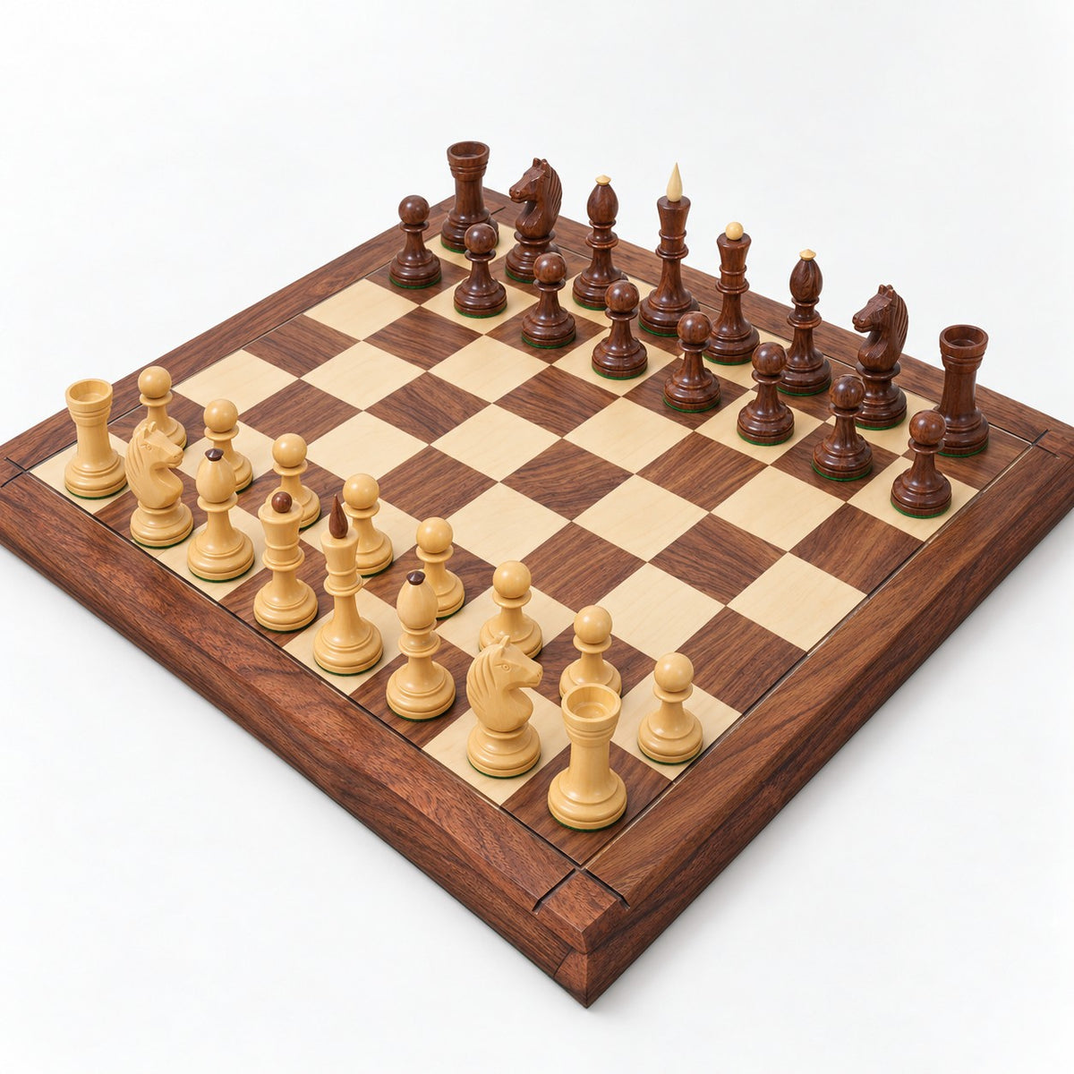 Averbakh Soviet Russian Chess Set with Golden Rosewood Pieces and 21-Inch Drueke-Style Golden Rosewood Board - complete set