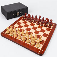 Dragon Luxury Staunton Chess Set with Bud Rosewood Pieces, 23-Inch Chessboard & Premium Storage Box - complete set