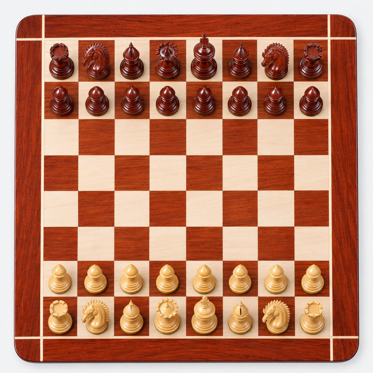 Dragon Luxury Staunton Chess Set with Bud Rosewood Pieces, 23-Inch Chessboard & Premium Storage Box - chessboard top view
