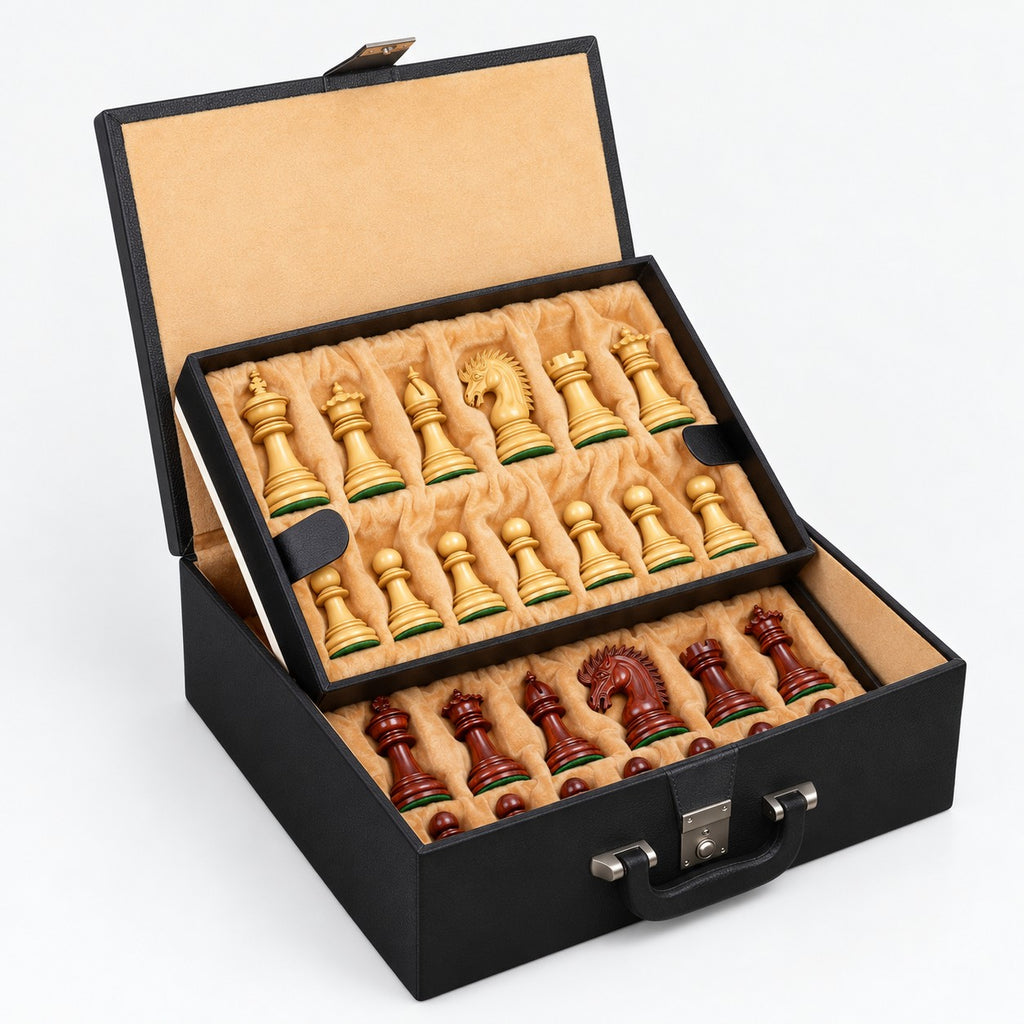Dragon Luxury Staunton Chess Set with Bud Rosewood Pieces, 23-Inch Chessboard & Premium Storage Box - storage box
