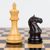 Fierce Knight Staunton Chess Set with 21-Inch Wooden Chessboard and Storage Box Combo - king and knight close-up