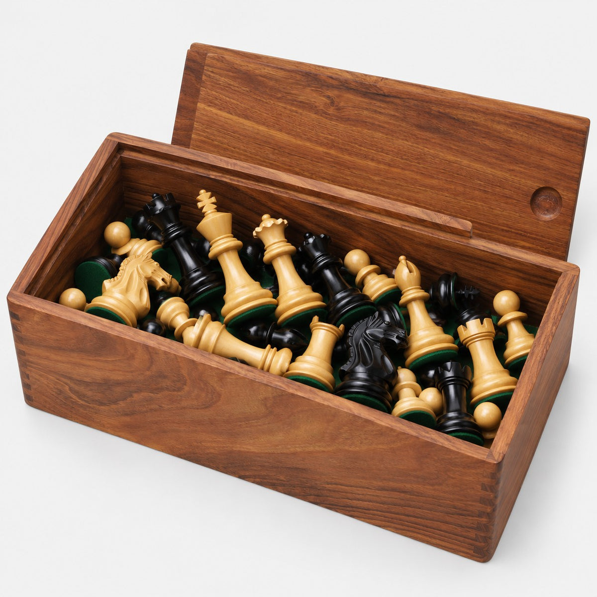 Fierce Knight Staunton Chess Set with 21-Inch Wooden Chessboard and Storage Box Combo - storage box