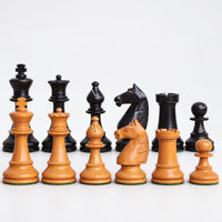 French Grandmaster Staunton Chess Pieces - Antiqued Boxwood, 4.1-Inch King - Pieces Only - pieces lineup